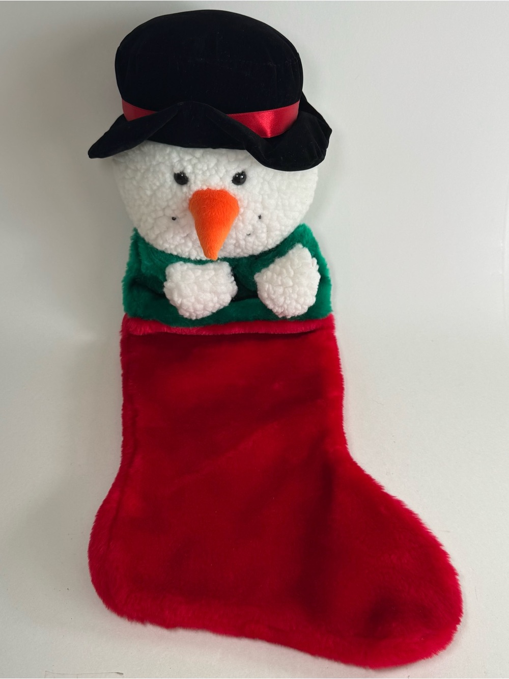 MTY International Plush Vintage Christmas Stocking Snowman Carrot Nose 21"